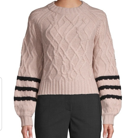 Naadam Cashmere Cable Knit Sweater - Pink and Black size medium - Picture 1 of 7